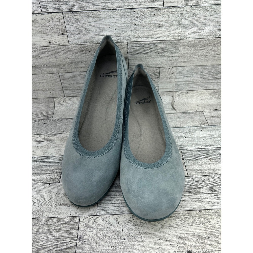 Dansko Fawna Slate Blue Nubuck Leather Ballet Flats Round Toe Size 40